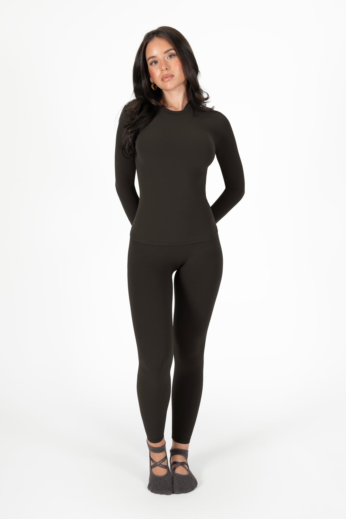 Fitted Long Sleeve T-Shirt Espresso