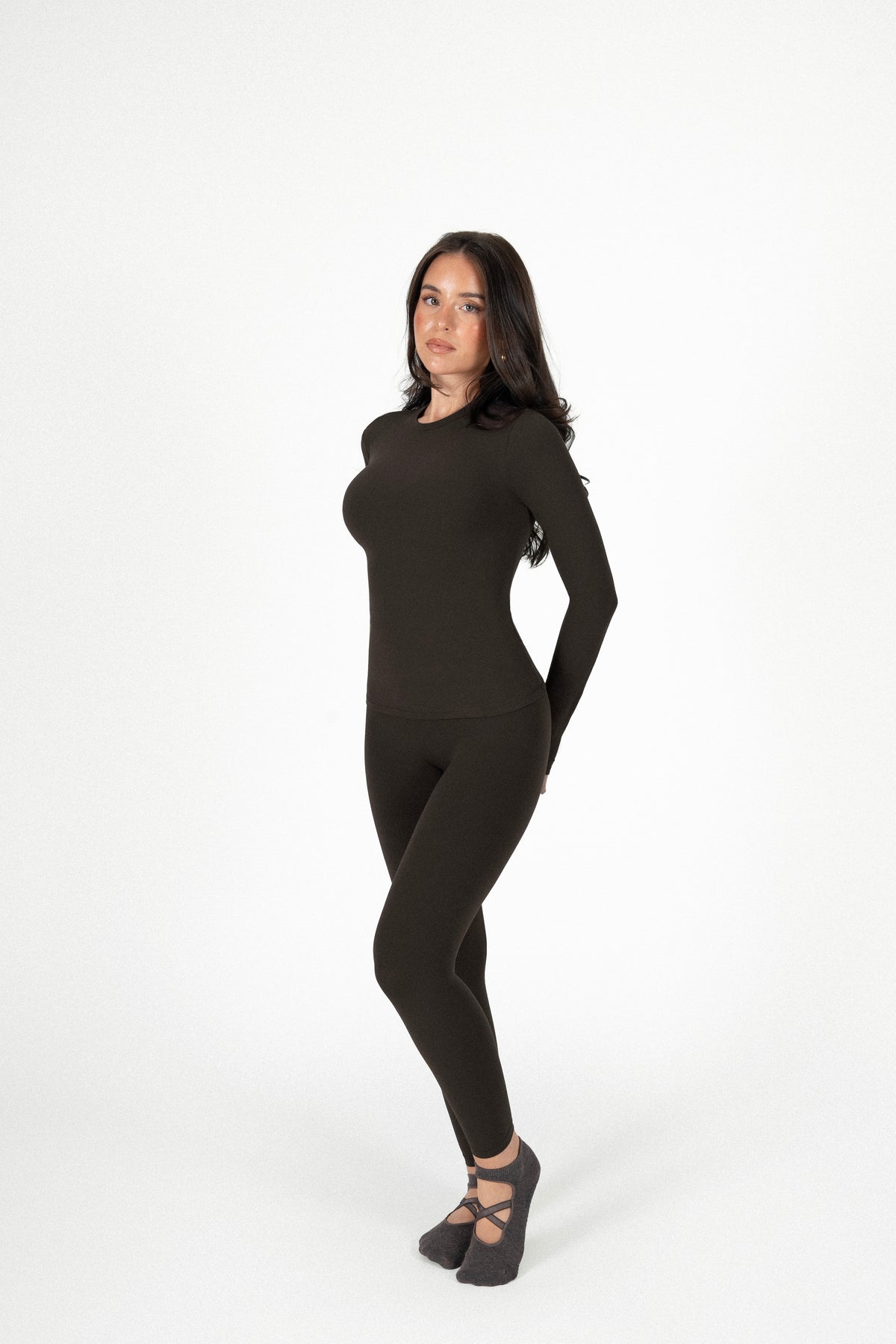 Fitted Long Sleeve T-Shirt Espresso