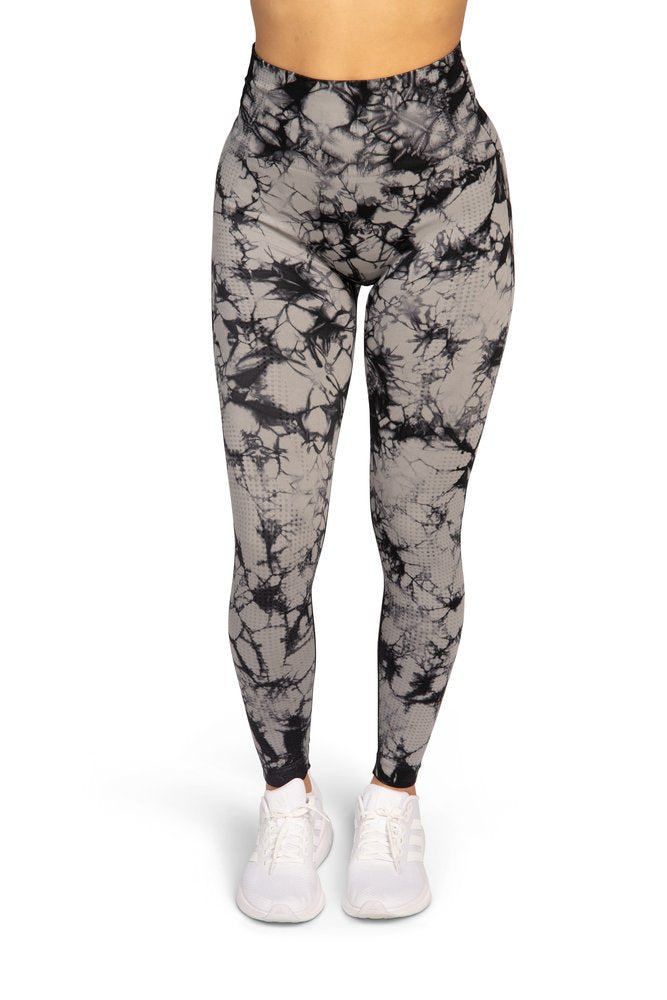 Black White Marbled Casual Leggings, Abstract Marble Print Women's