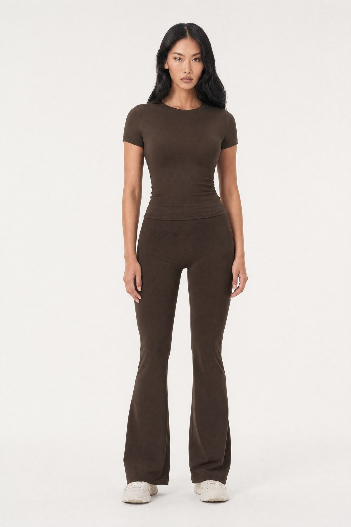 Flare Leggings Ganache, front view on model