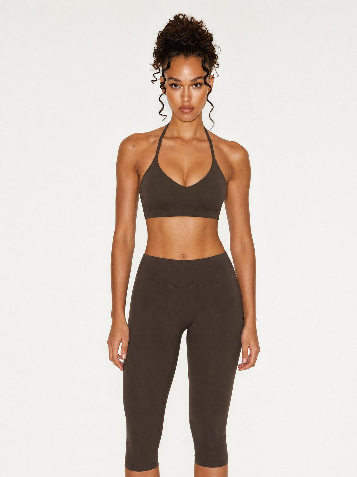 Grace Halter Bralette Ganache, front view on model