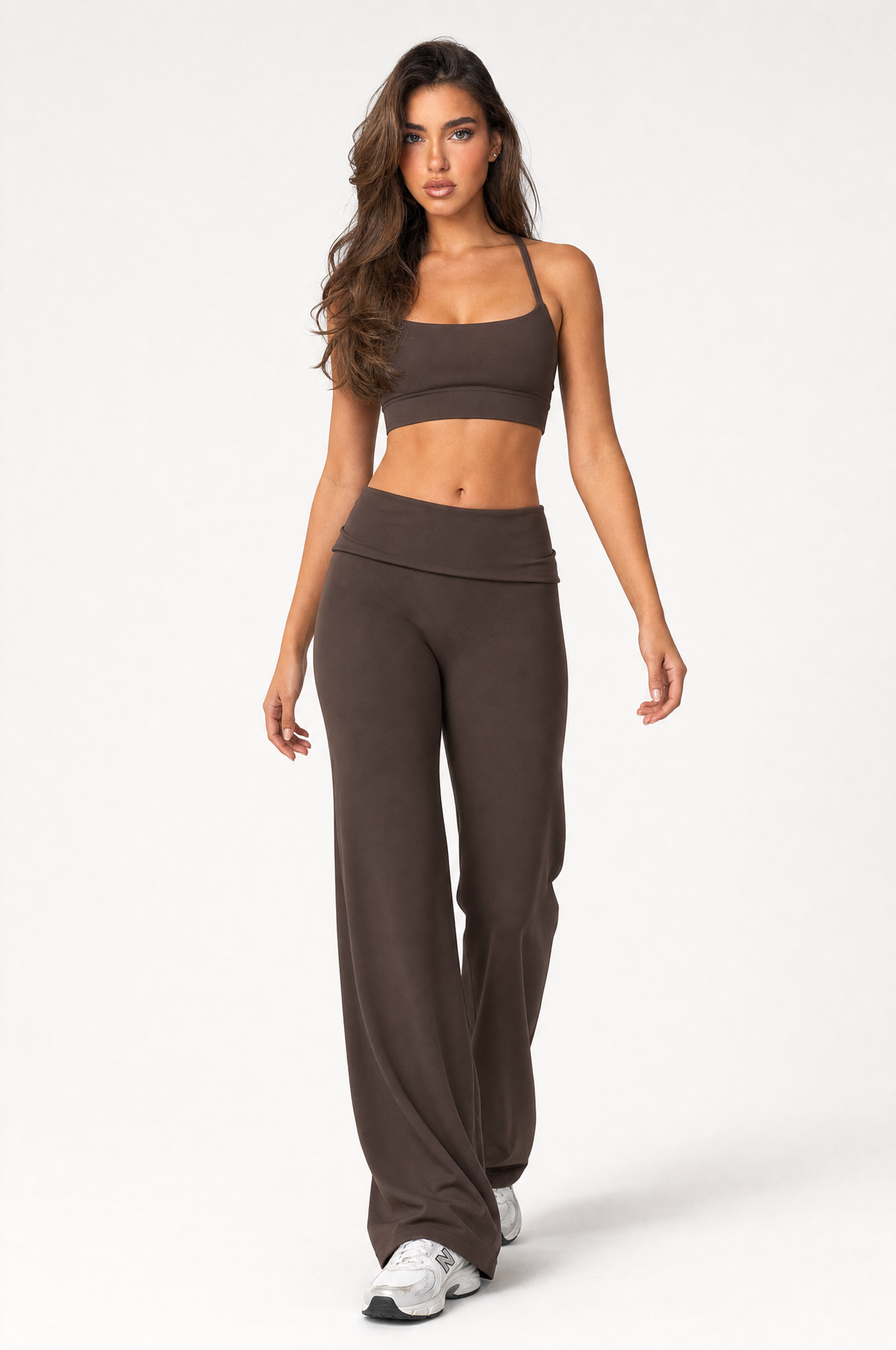 Fold Over Flare Pants Ganache