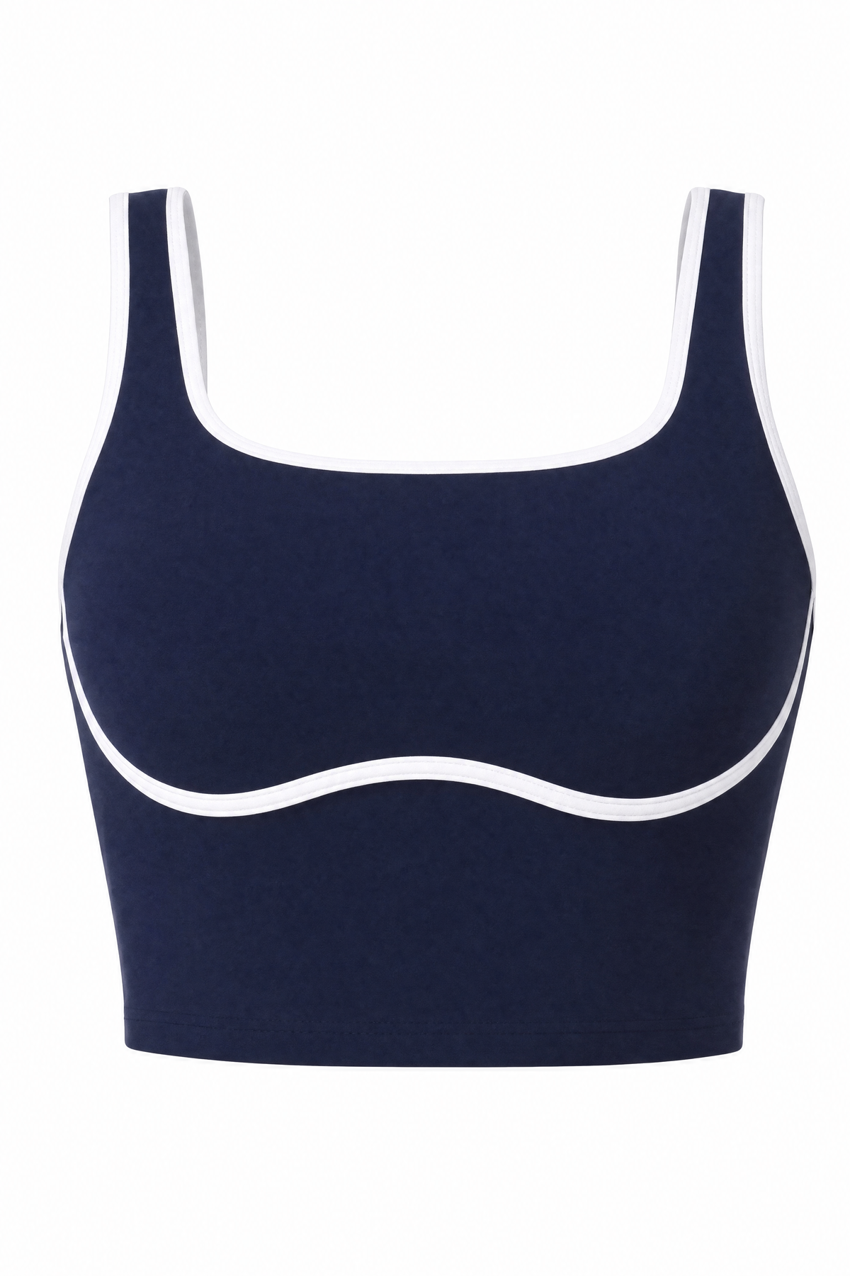 Longline Piped Bra Ink – ghost top front