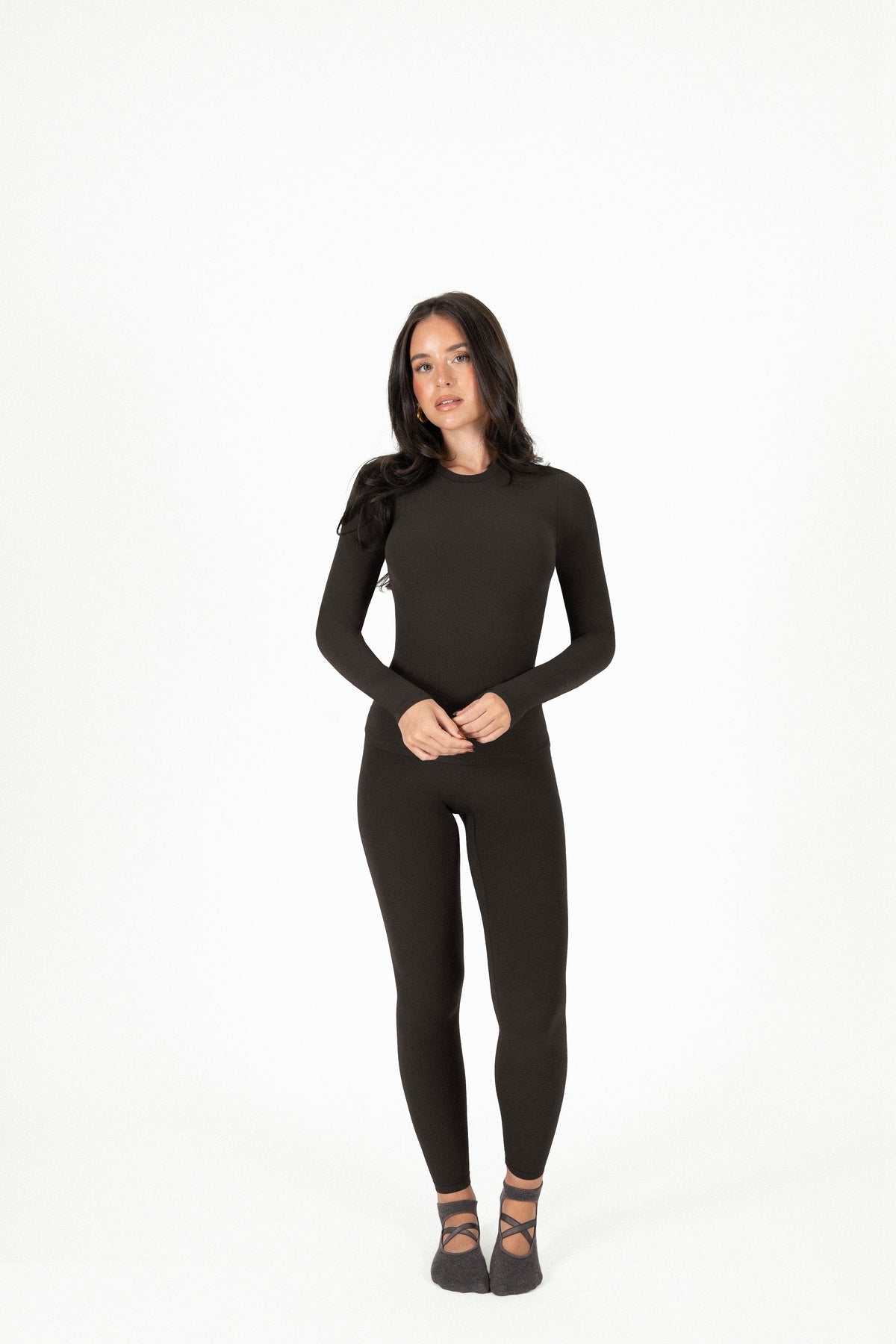 Fitted Long Sleeve T-Shirt Espresso