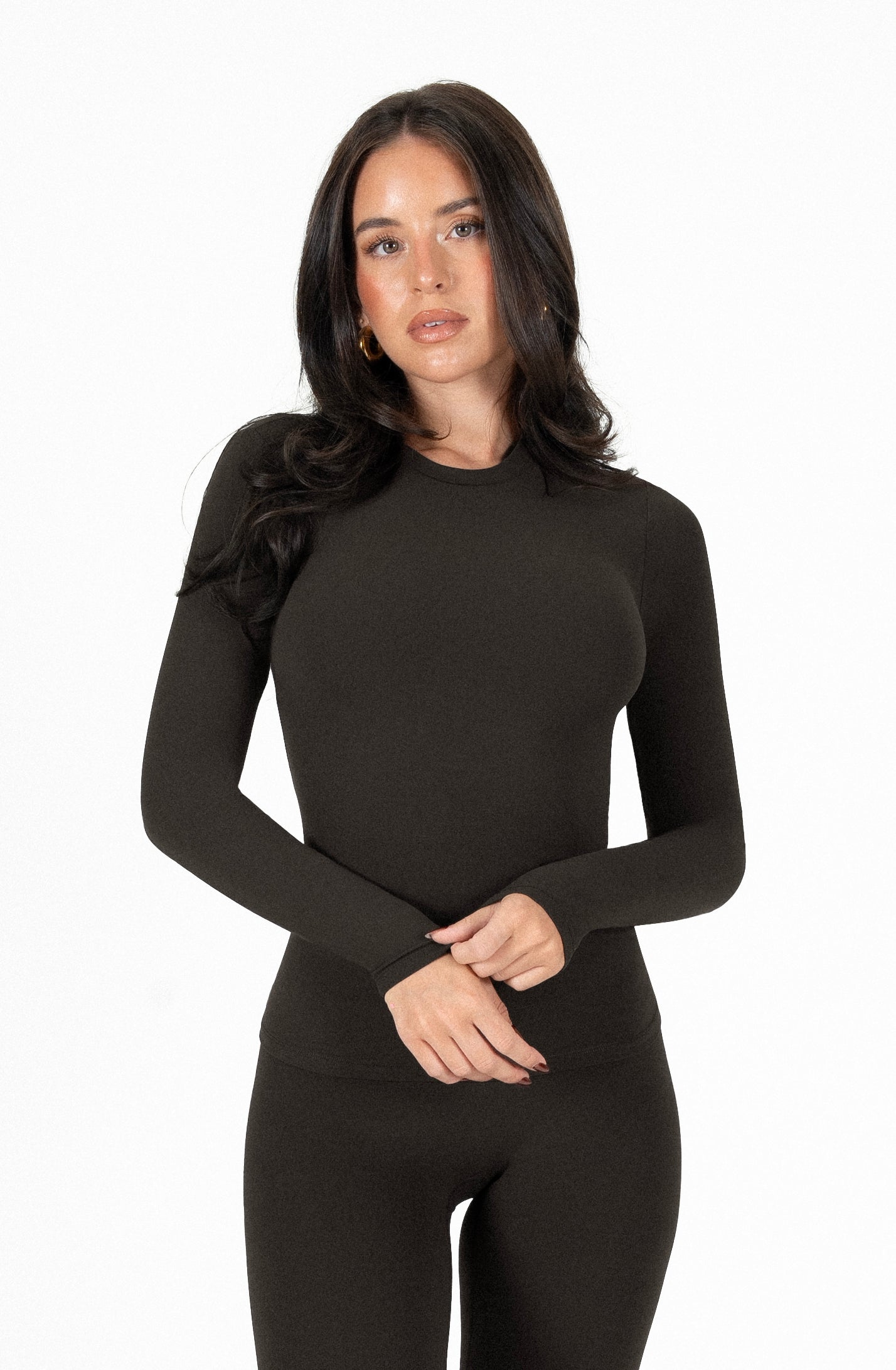 Fitted Long Sleeve T-Shirt Espresso