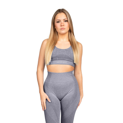 HIIT Seamless mono contour seams sports bra and long sleeve in light grey