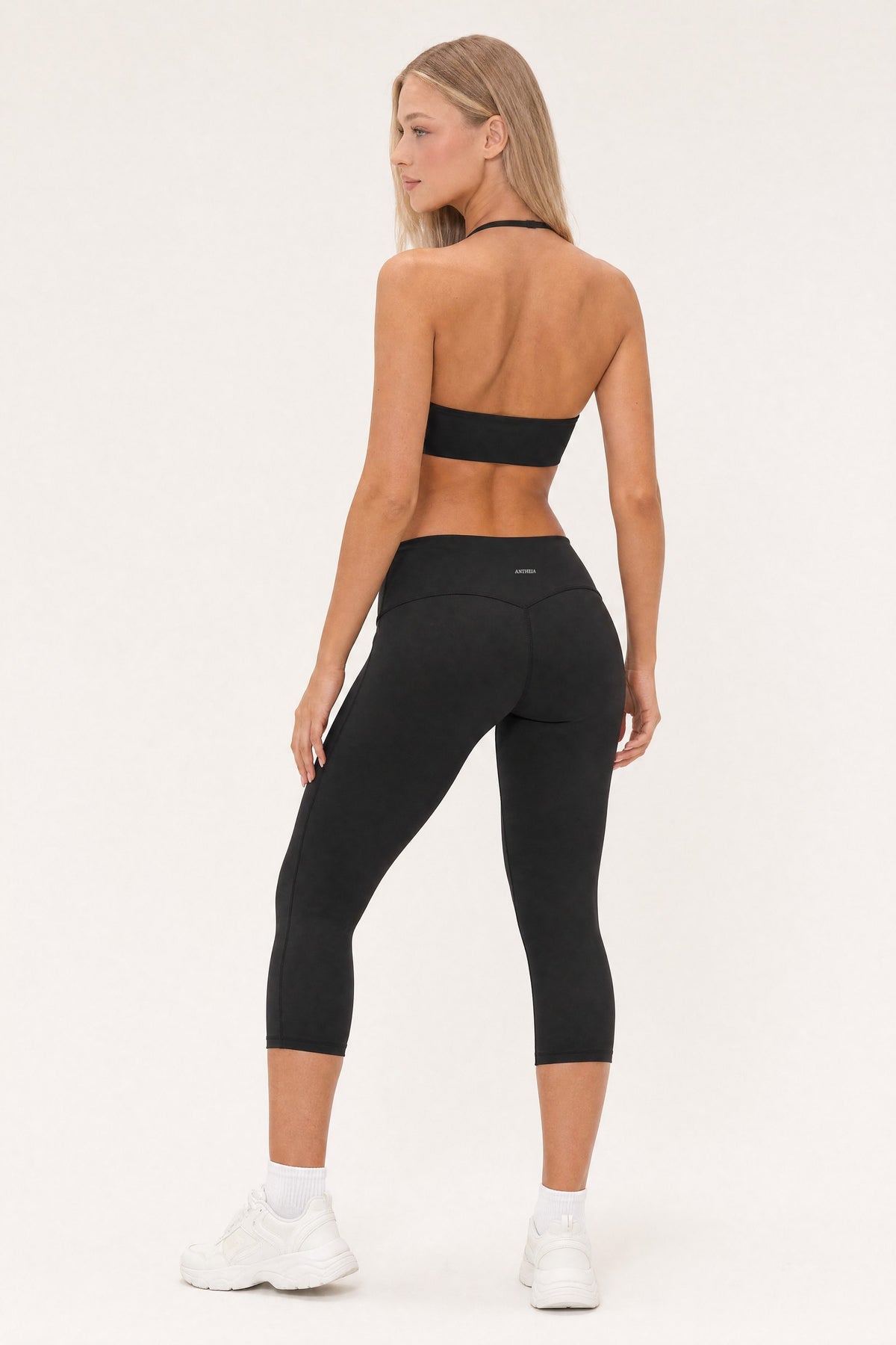 Grace Halter Bralette Onyx, back view on model