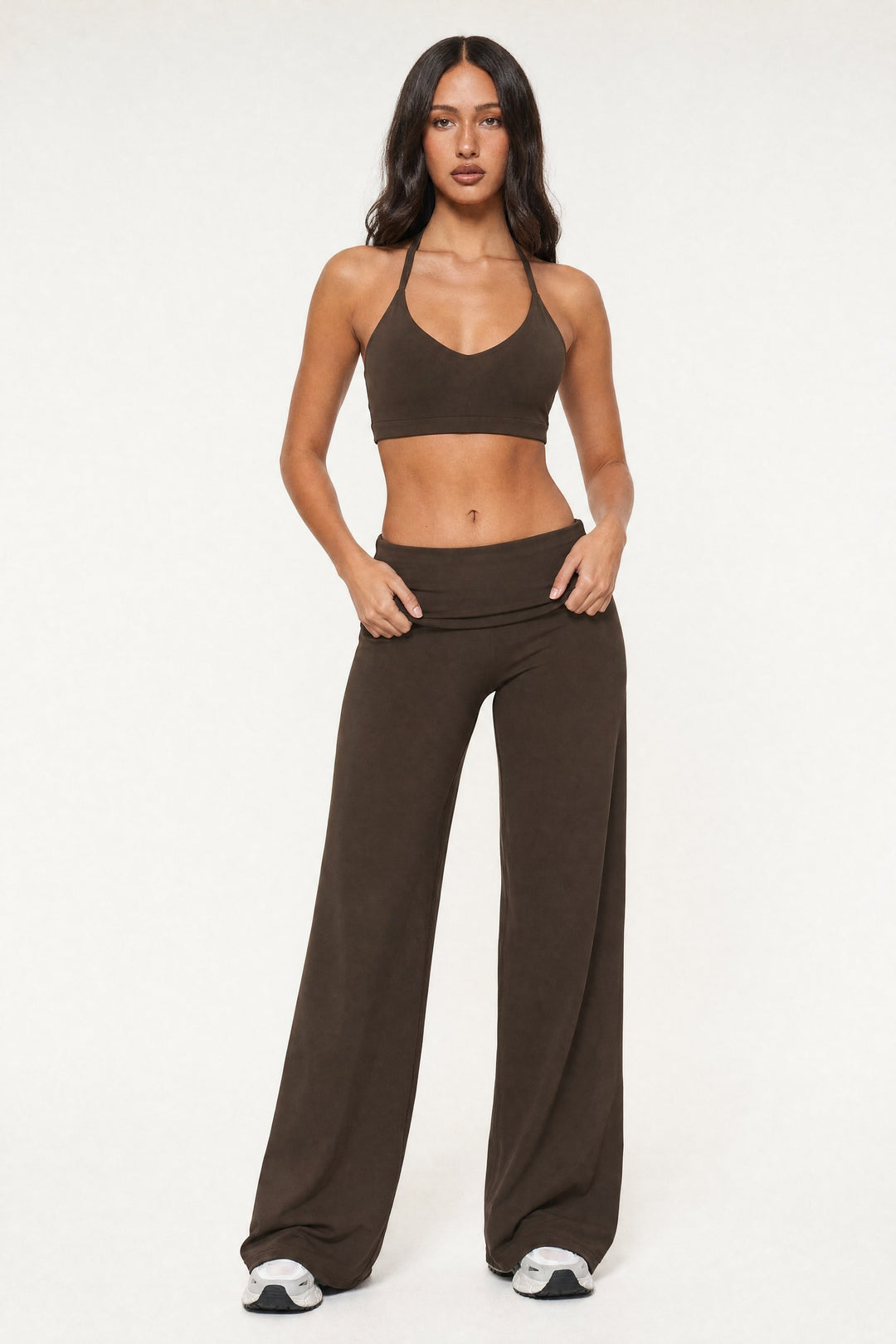 Fold Over Flare Pants Ganache