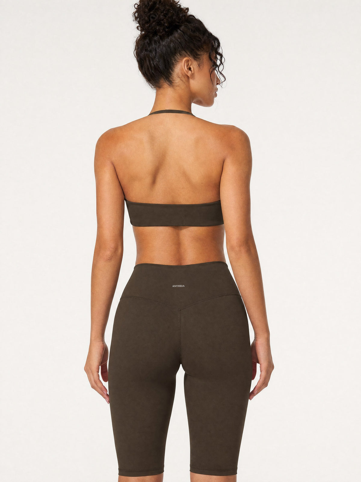 Grace Halter Bralette Ganache, back view on model