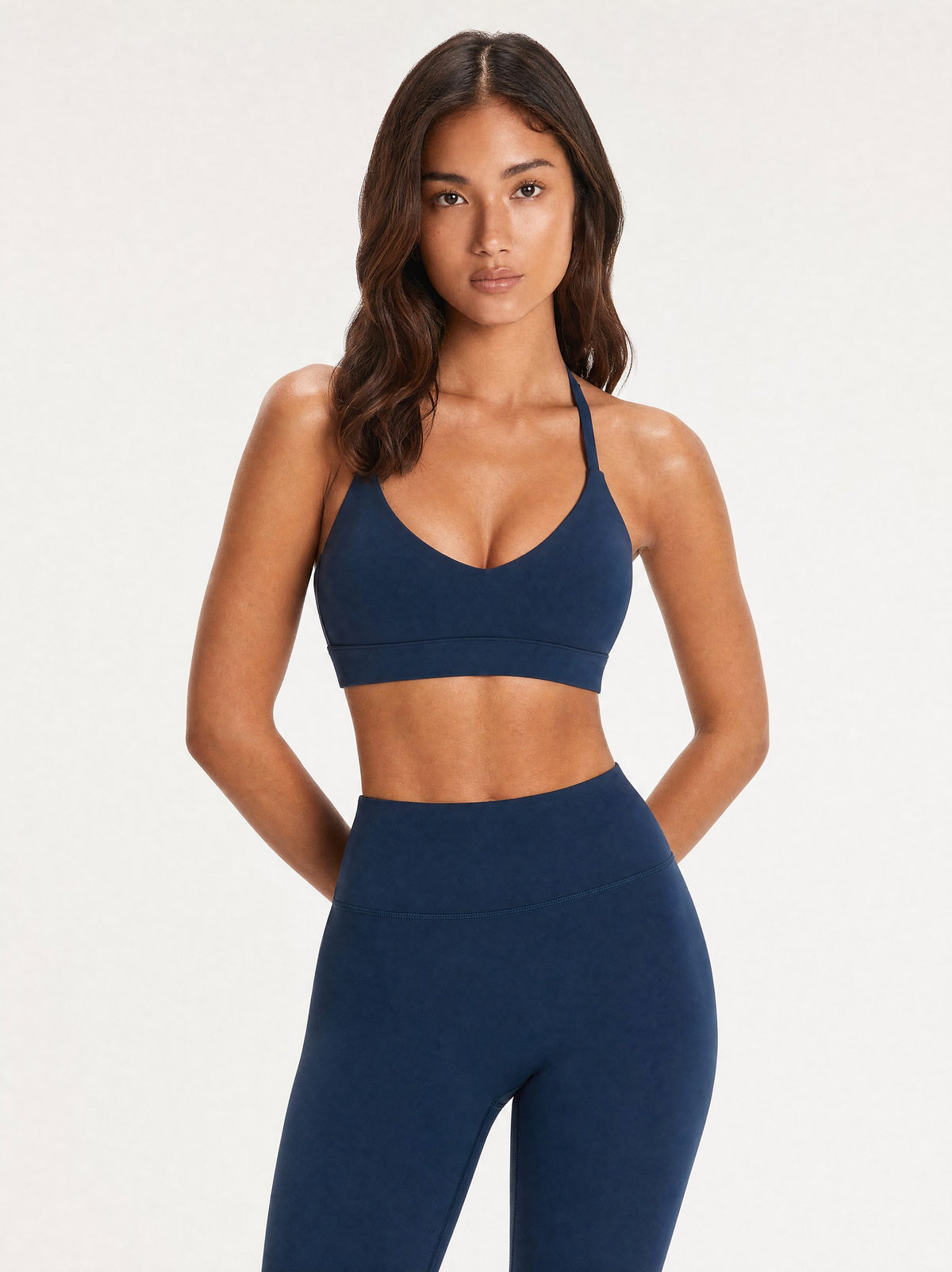 Model wearing the Grace Halter Bralette Midnight