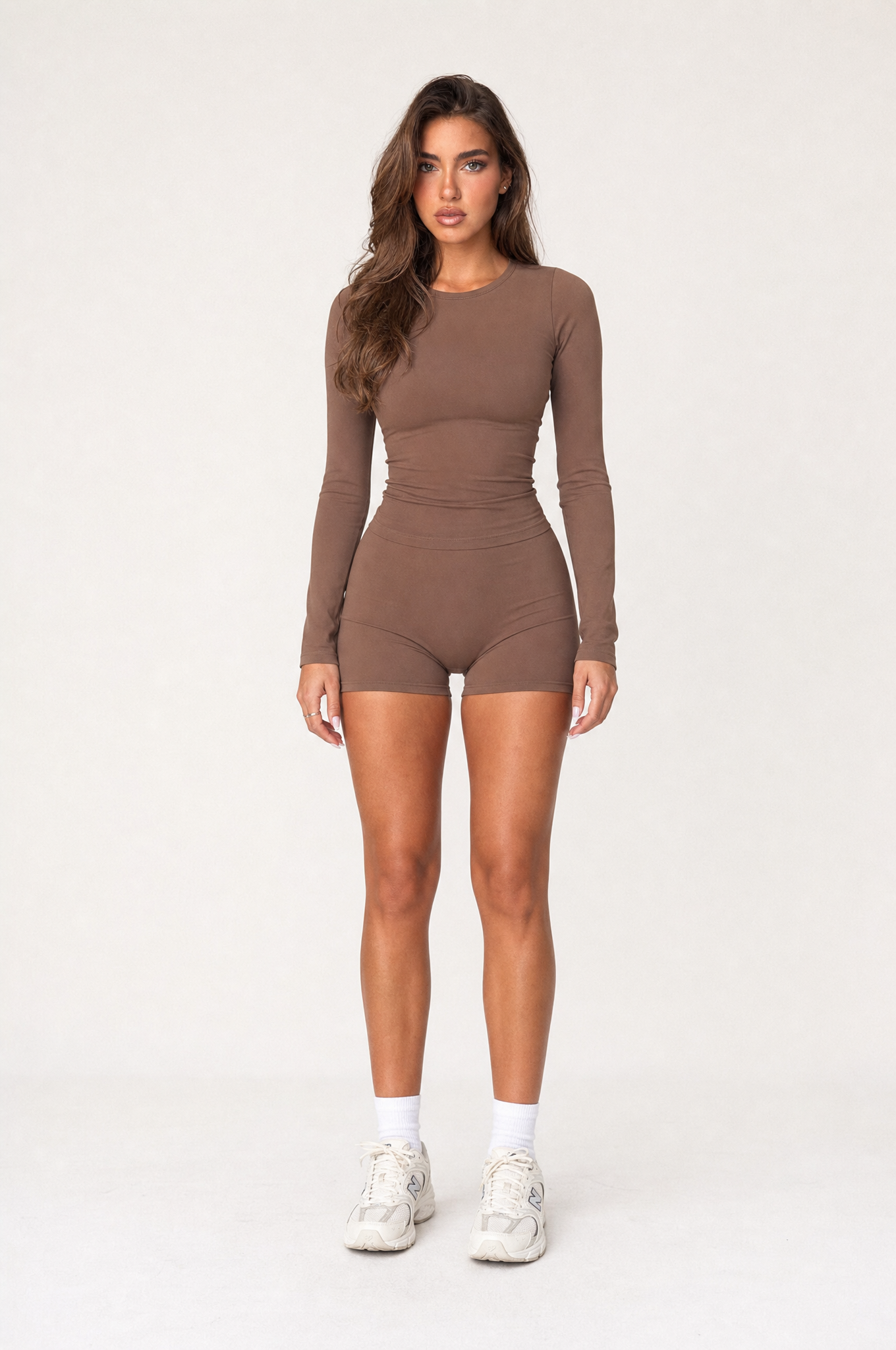 Fitted Long Sleeve T-Shirt Mocha