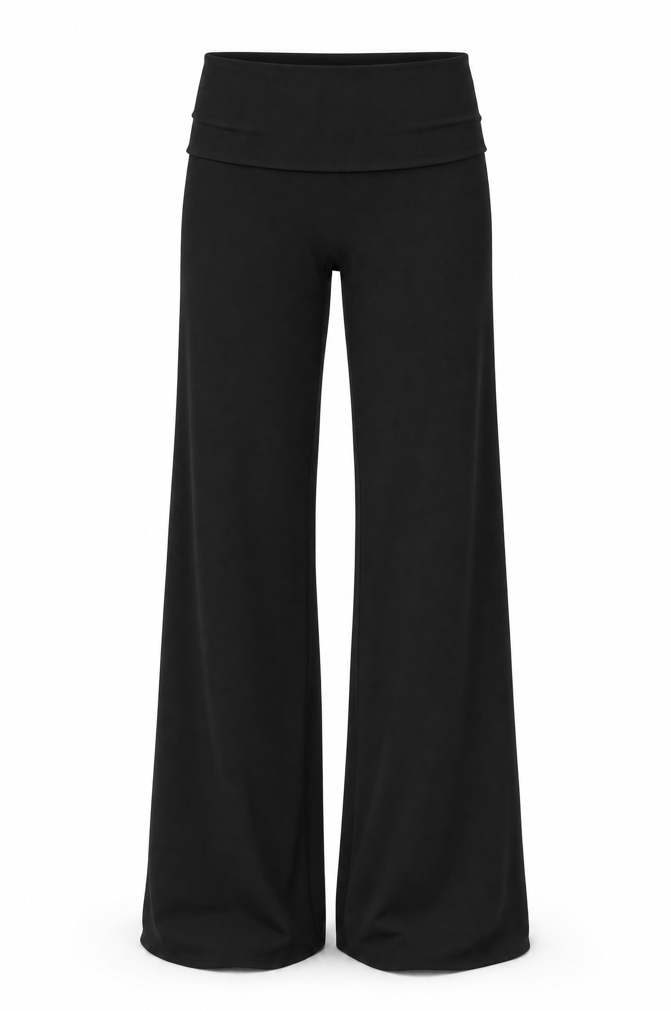 Fold Over Flare Pants Onyx - ghost mannequin front