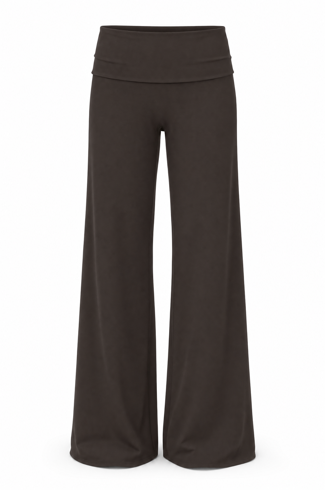 Fold Over Flare Pants Espresso - ghost mannequin front