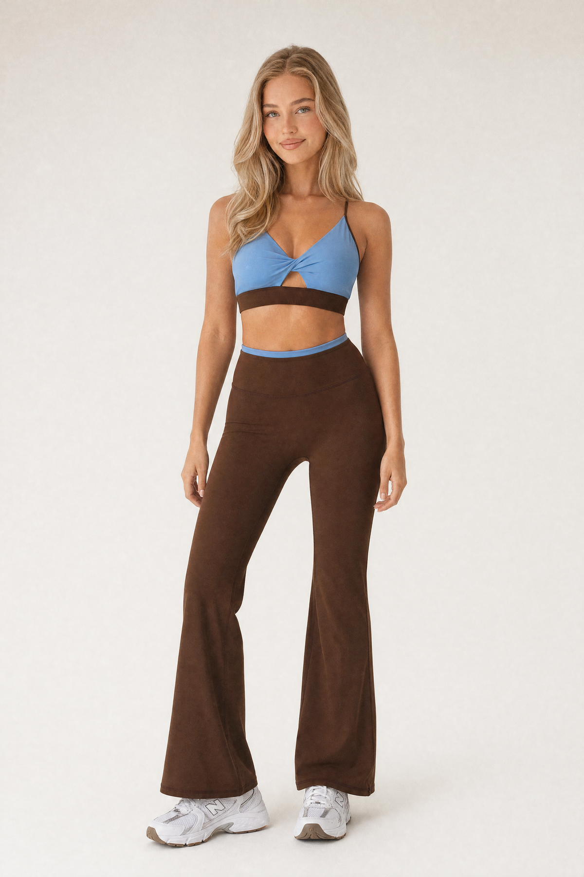 Bound Waist Flare Leggings Sky – front