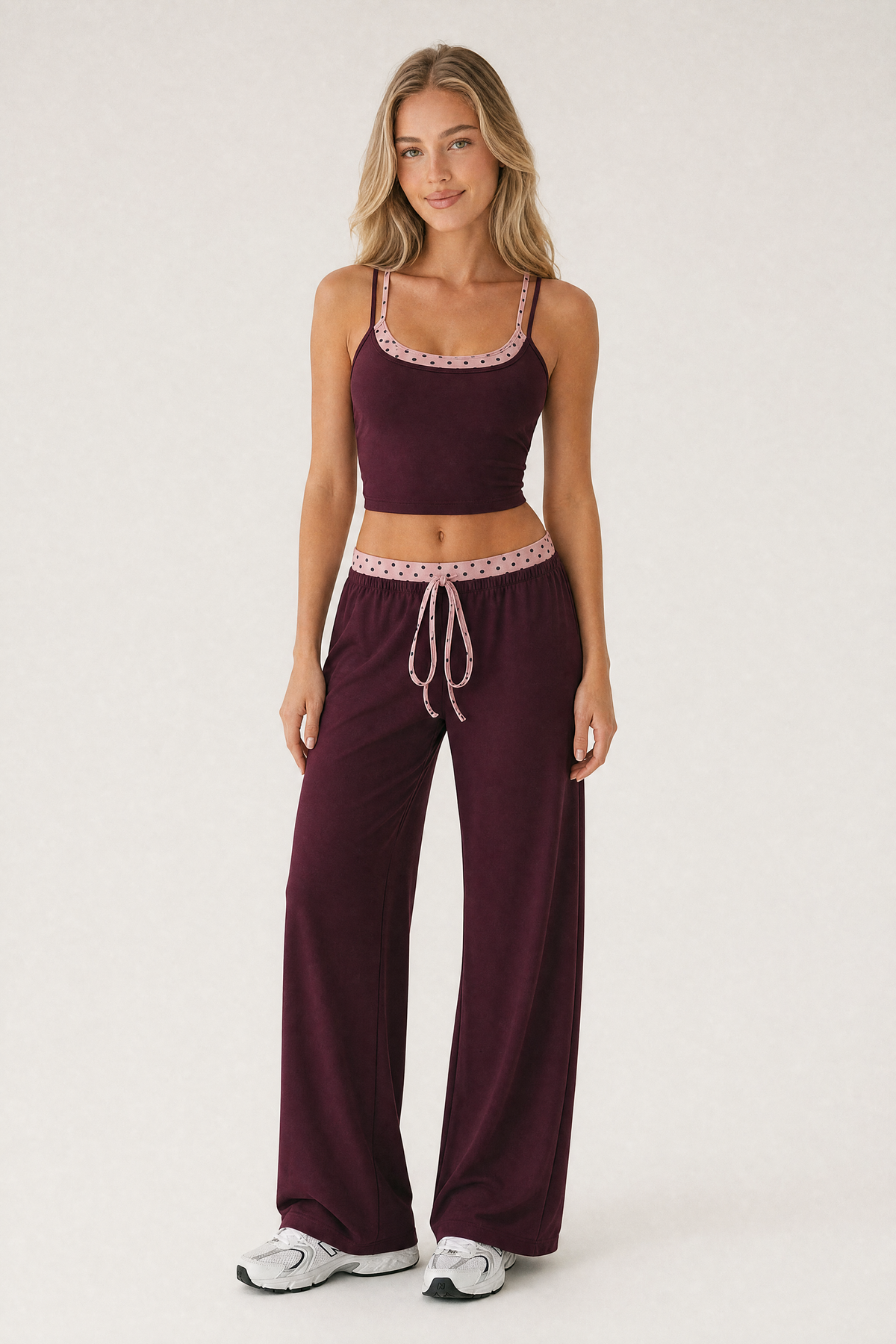 Dot Trim Cami Merlot – front