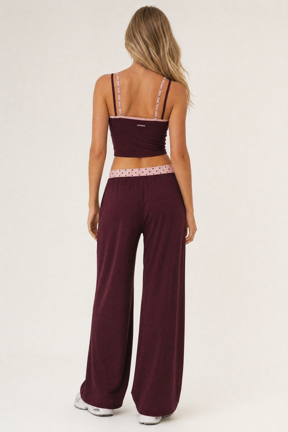 Dot Trim Cami Merlot – back logo detail