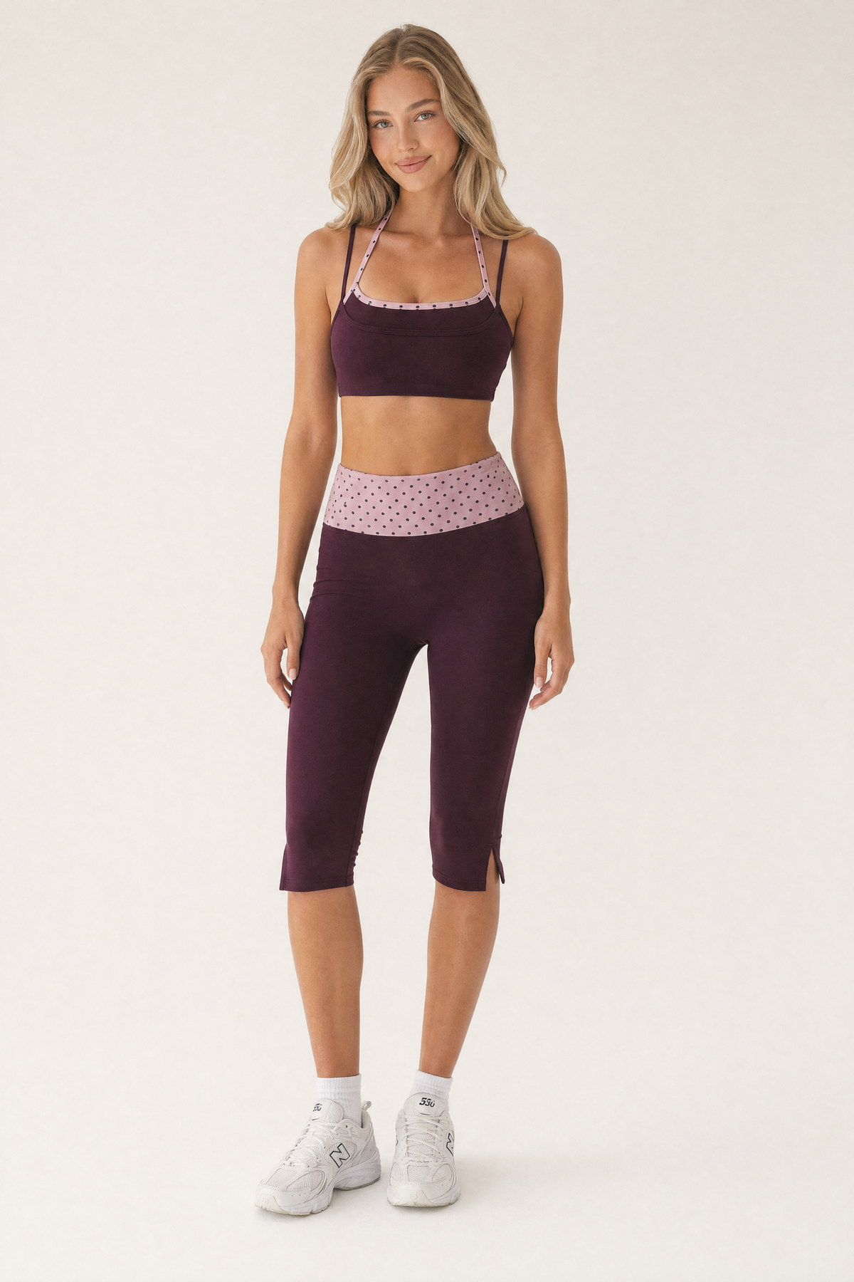 Dot Trim Halter Cami Merlot – front